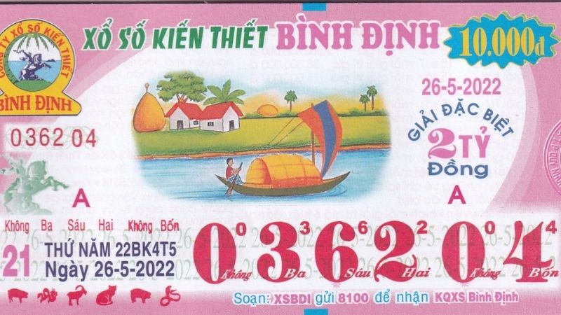 Tờ vé số Bình Định